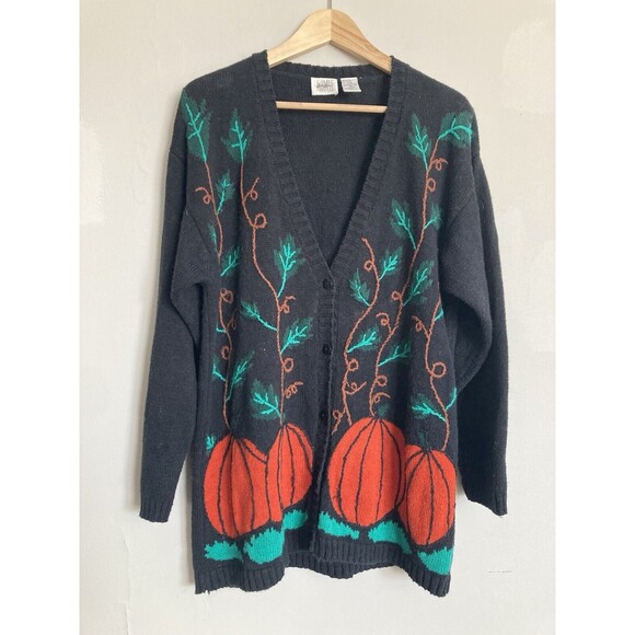 Vintage Jason Maxwell Pumpkin Cardigan MEDIUM Long Line Cotton Ramie - Picture 1 of 8